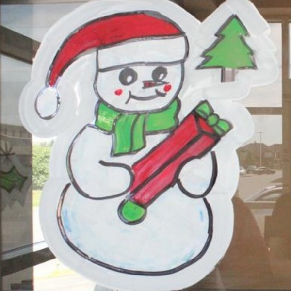Christmas Window Art Kit Santa Snowman Holly Candy Cane Active